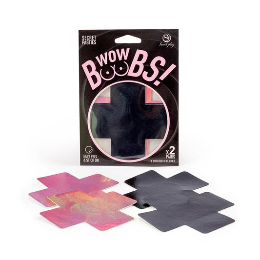 SECRET PLAY - WOW BOOBS! NIPPLE COVERS CROSS SHAPPED HOLOGRAFIC