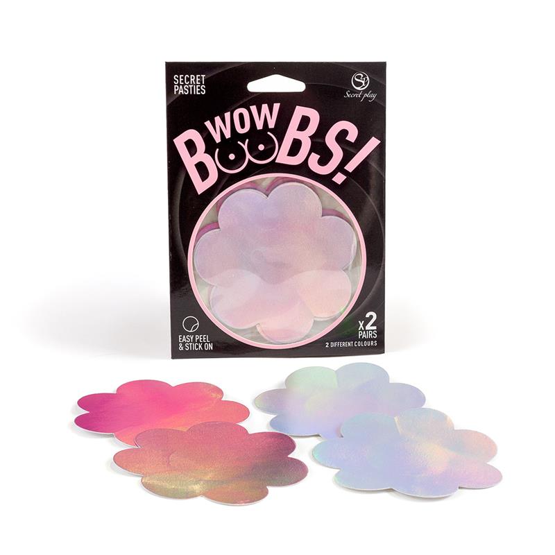 SECRET PLAY - WOW BOOBS! NIPPLE COVERS FLOWER SHAPPED HOLOGRAPHIC