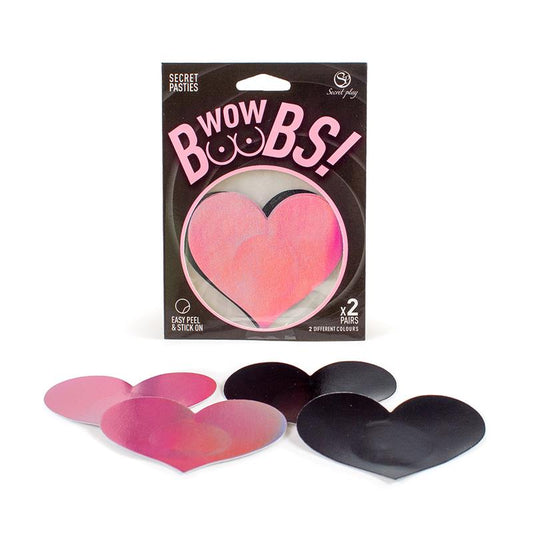 SECRET PLAY - WOW BOOBS! NIPPLE COVERS HEART SHAPPED HOLOGRAPHIC