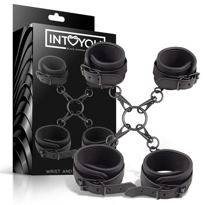 INTOYOU BLACK SHADOW - WRIST AND ANKLE CUFFS SET VEGAN LEATHER