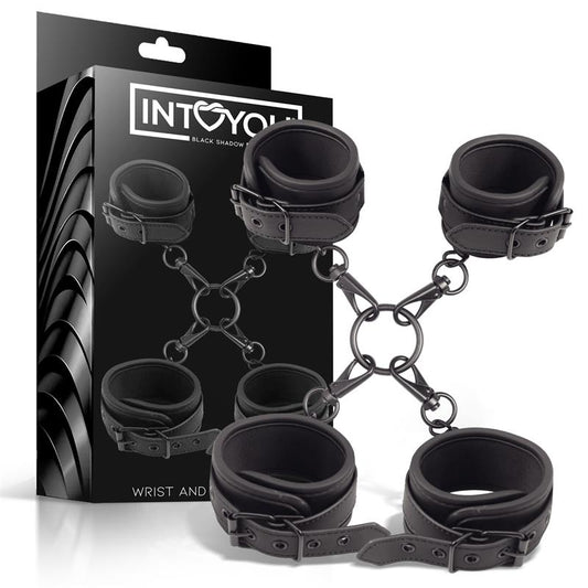 INTOYOU BLACK SHADOW - WRIST AND ANKLE CUFFS SET VEGAN LEATHER