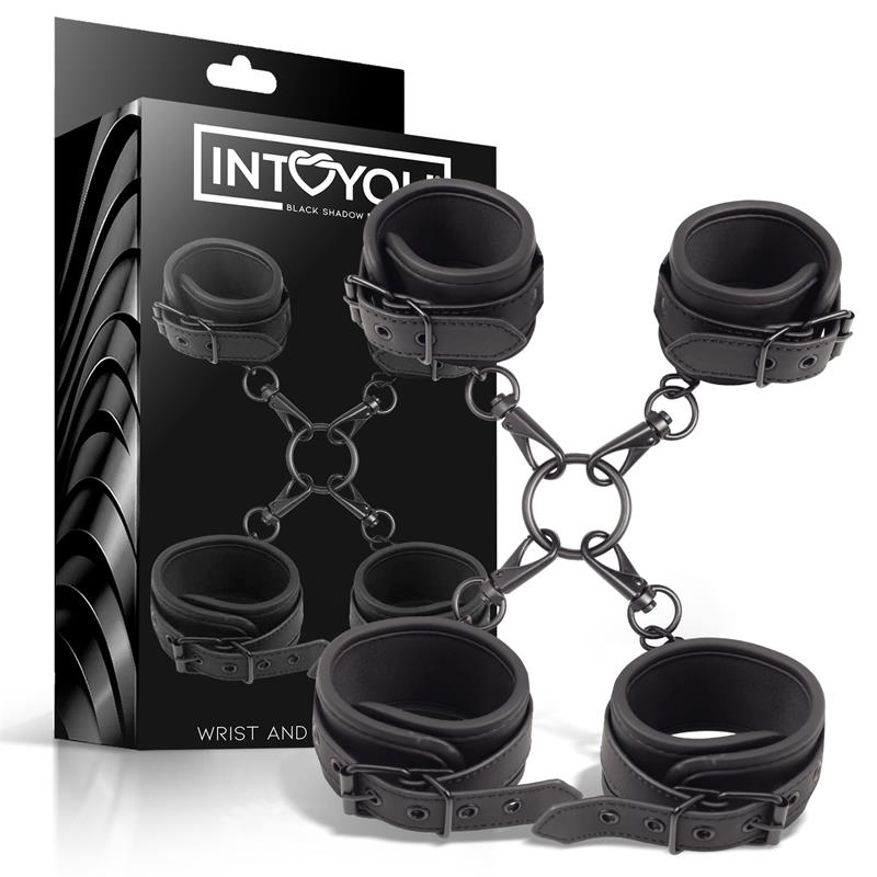INTOYOU BLACK SHADOW - WRIST AND ANKLE CUFFS SET VEGAN LEATHER
