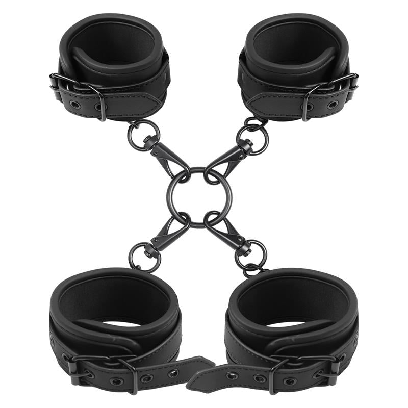INTOYOU BLACK SHADOW - WRIST AND ANKLE CUFFS SET VEGAN LEATHER
