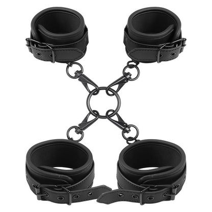 INTOYOU BLACK SHADOW - WRIST AND ANKLE CUFFS SET VEGAN LEATHER