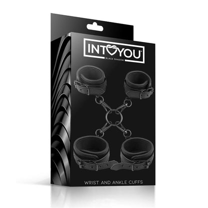 INTOYOU BLACK SHADOW - WRIST AND ANKLE CUFFS SET VEGAN LEATHER
