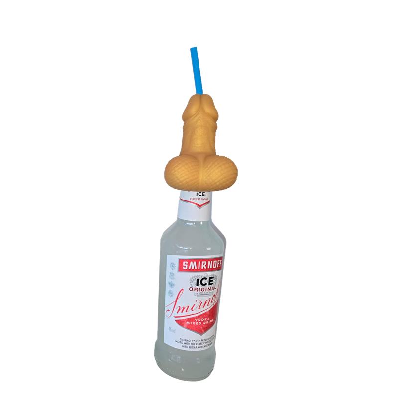DIVERTY SEX - XXL PENIS-SHAPED STRAW FOR 360 ML BOTTLE GOLD EDITION