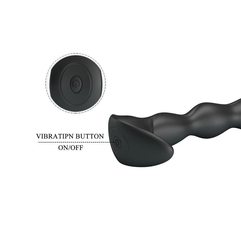 PRETTYLOVE - YALE BUTT PLUG WITH VIBRATION BLACK