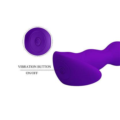 PRETTYLOVE - YALE BUTT PLUG WITH VIBRATION PURPLE