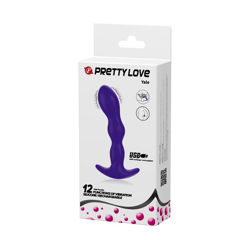 PRETTYLOVE - YALE BUTT PLUG WITH VIBRATION PURPLE