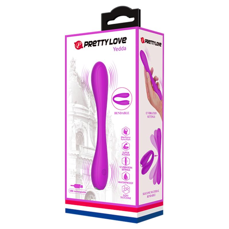 PRETTYLOVE - YEDDA VIBRATOR BENDABLE USB SILICONE PURPLE