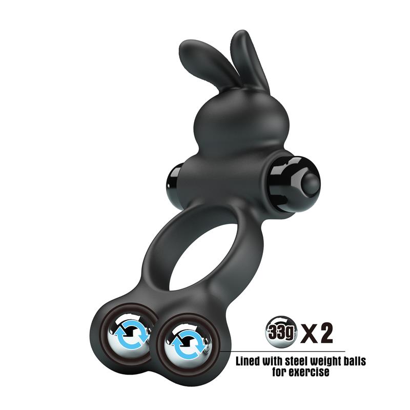 PRETTYLOVE - YUSUF VIBRATING PENIS RING WITH STEEL BEADS 2X33GR