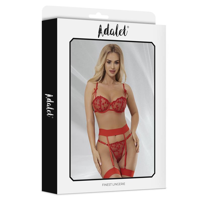 ADALET LINGERIE - YVONNE BRA, THONG, AND GARTER BELT SET WITH HEARTS
