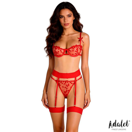ADALET LINGERIE - YVONNE BRA, THONG, AND GARTER BELT SET WITH HEARTS