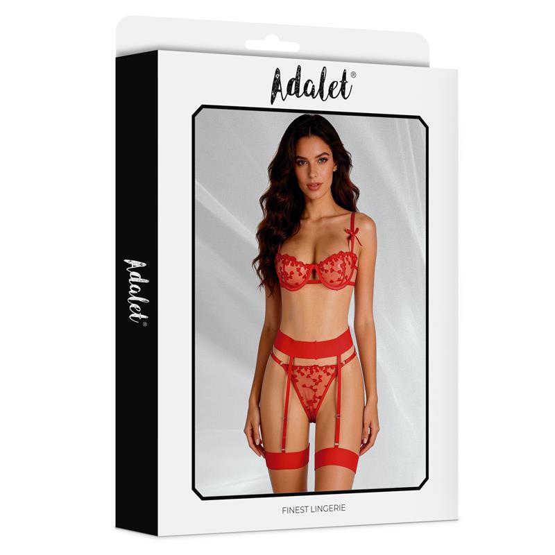 ADALET LINGERIE - YVONNE BRA, THONG, AND GARTER BELT SET WITH HEARTS