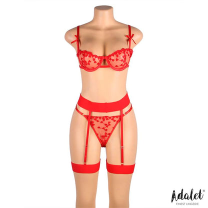 ADALET LINGERIE - YVONNE BRA, THONG, AND GARTER BELT SET WITH HEARTS