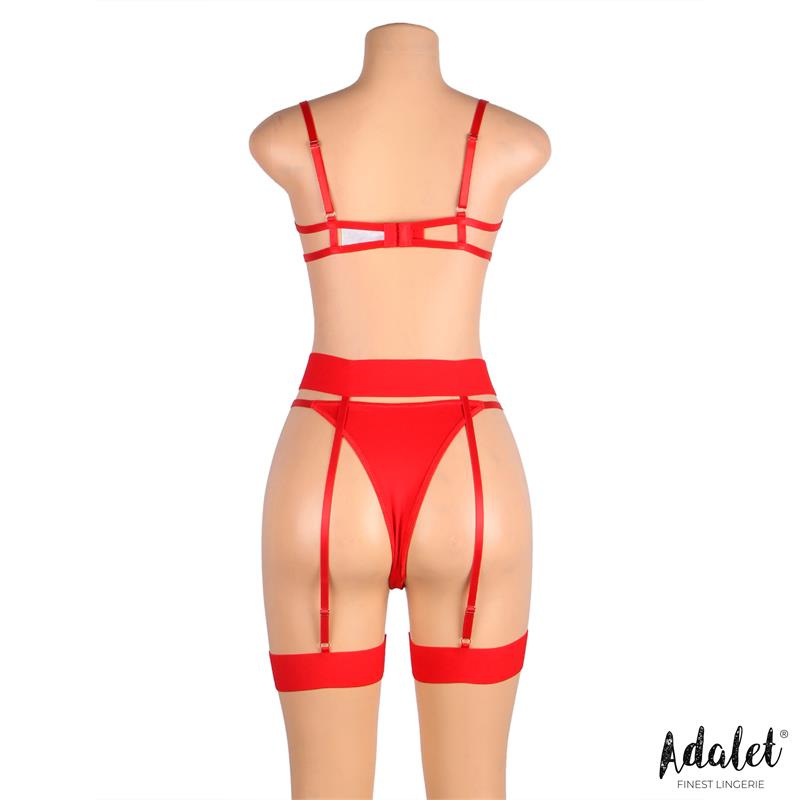 ADALET LINGERIE - YVONNE BRA, THONG, AND GARTER BELT SET WITH HEARTS