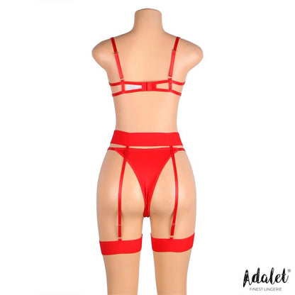 ADALET LINGERIE - YVONNE BRA, THONG, AND GARTER BELT SET WITH HEARTS