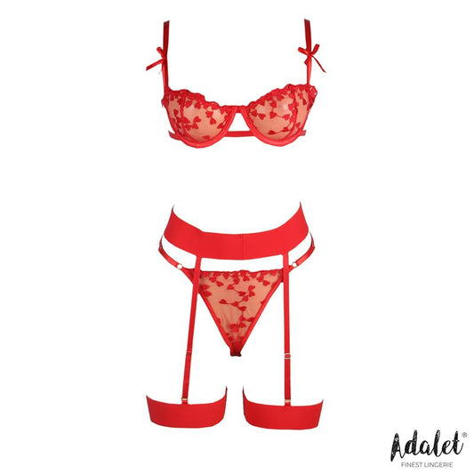 ADALET LINGERIE - YVONNE BRA, THONG, AND GARTER BELT SET WITH HEARTS