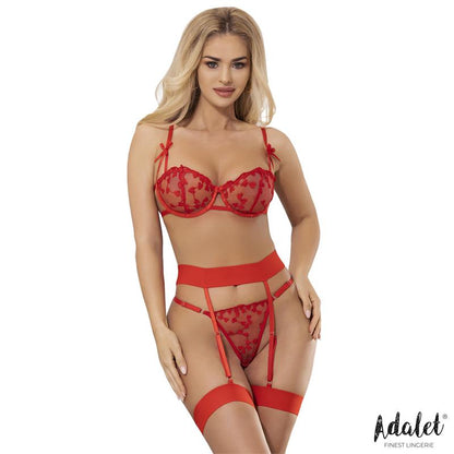 ADALET LINGERIE - YVONNE BRA, THONG, AND GARTER BELT SET WITH HEARTS