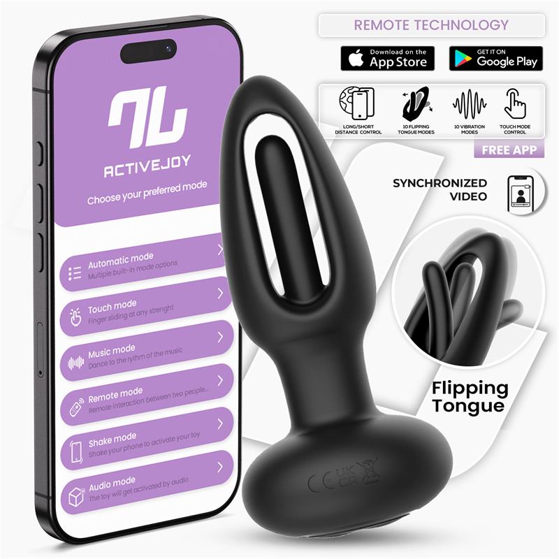 INTOYOU APP SERIES - ZACK ANAL PLUG WITH FLIPPING TONGUE AND VIBRATION WITH APP
