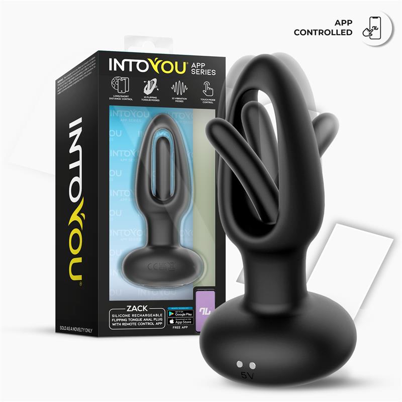 INTOYOU APP SERIES - ZACK ANAL PLUG WITH FLIPPING TONGUE AND VIBRATION WITH APP
