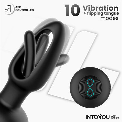 INTOYOU APP SERIES - ZACK ANAL PLUG WITH FLIPPING TONGUE AND VIBRATION WITH APP