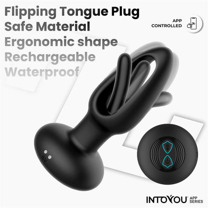 INTOYOU APP SERIES - ZACK ANAL PLUG WITH FLIPPING TONGUE AND VIBRATION WITH APP