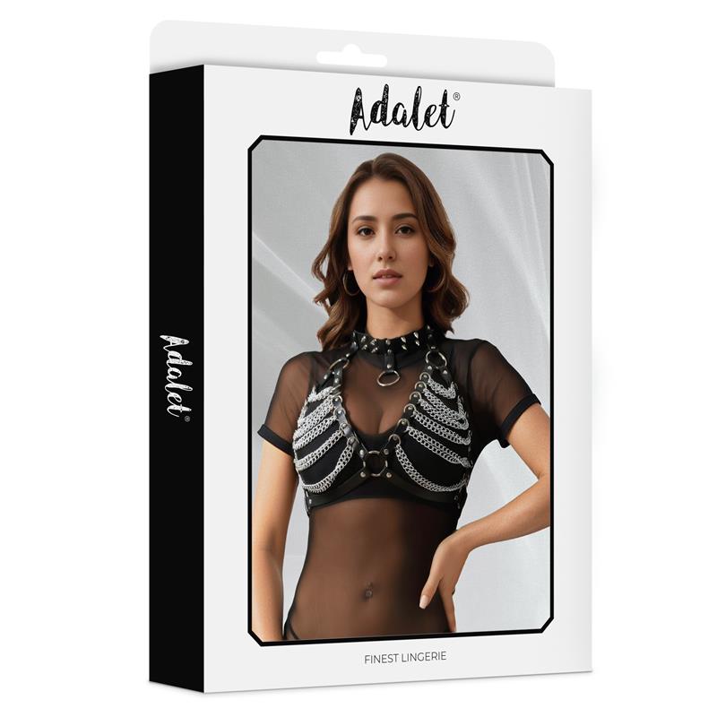 ADALET LINGERIE - ZAIRA VEGAN LEATHER BRA WITH CHAIN ONE SIZE