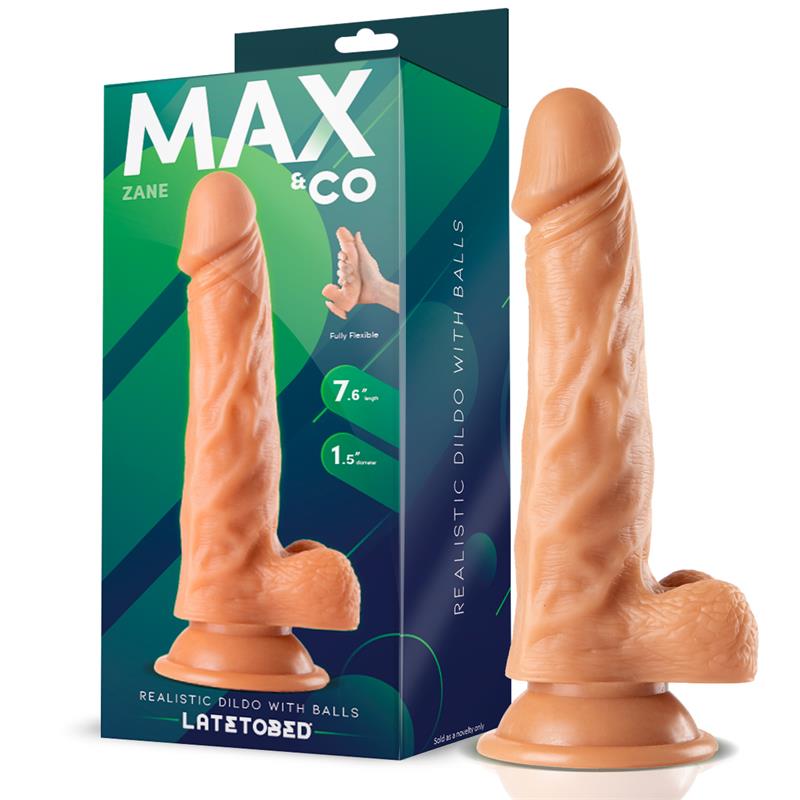 MAX & CO - ZANE REALISTIC DILDO WITH TESTICLES FLESH 7,6 - 19.5 CM