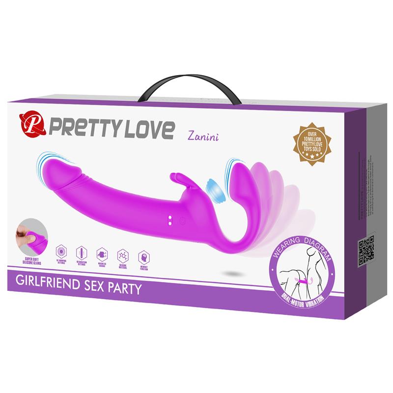 PRETTYLOVE - ZANINI VIBRATING STRAPLESS STRAPON SILICONE