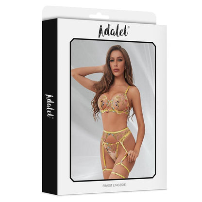 ADALET LINGERIE - ZOEY BRA, THONG, GARTER BELT, AND FLORAL GARTERS SET